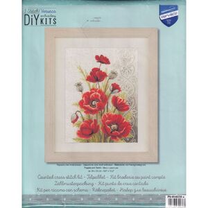 Vervaco POPPIES &amp; SWIRLS Counted Cross Stitch Kit PN-0146330