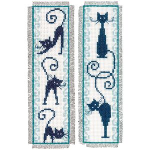 Vervaco CHEERFUL CATS Pair Bookmarks Counted Cross Stitch Kit PN-0146948