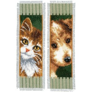 Vervaco CAT &amp; DOG Pair Bookmarks Counted Cross Stitch Kit PN-0150141