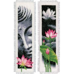 Vervaco LOTUS &amp; BUDDHA Bookmarks Counted Cross Stitch Kit PN-0162260