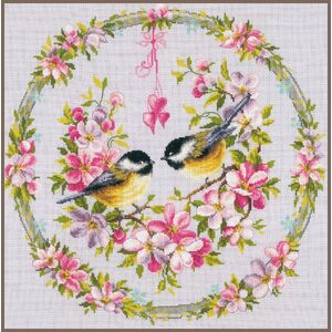 Vervaco TITS IN FLOWER WREATH Counted Cross Stitch Kit PN-0169582