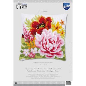 Vervaco COLOURFUL FLOWERS Cross Stitch Cushion Kit 40cm x 40cm PN-0184990