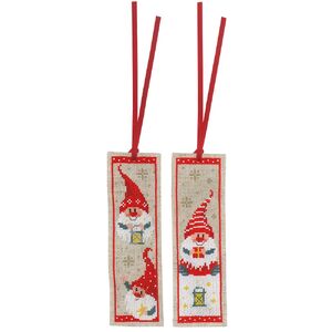 Vervaco CHRISTMAS GNOMES Pair Bookmarks Counted Cross Stitch Kit PN-0185073