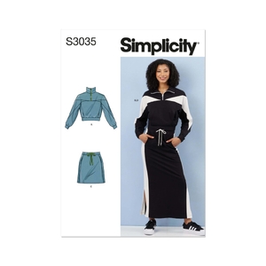 Simplicity Sewing Pattern S3035 Misses’ Knit Tops and Skirts, Sizes XS-XXL