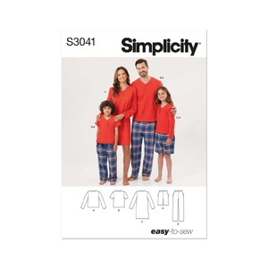 Simplicity Sewing Pattern S3041 Children’s, Teens’ &amp; Adults’ Lounge Shorts, Pants &amp; Knit Top &amp; Tunic