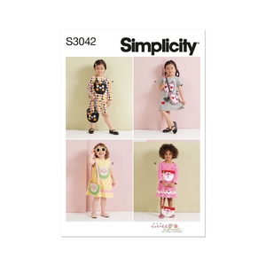 Simplicity Sewing Pattern S3042 Toddlers’ Dress with Sleeve Variations &amp; Purse