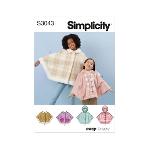 Simplicity Sewing Pattern S3043K5 Children’s and Girls’ Ponchos Sizes 7-14