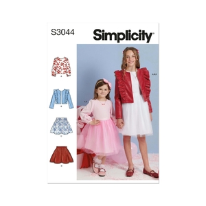 Simplicity Sewing Pattern S3044 Children’s &amp; Girls’ Skirts, Jacket &amp; Knit Top Sizes 3-6