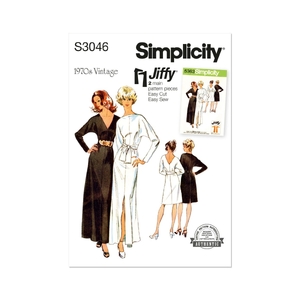 Simplicity Sewing Pattern S3046K5 Misses’ Knit Dress in Two Lengths, Forward or Backward &amp; Sash Sizes 8-16