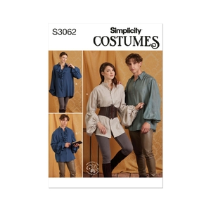 Simplicity Sewing Pattern S3062 Unisex Costume Shirts by Scissor IMP Workshop Sizes XS-XXL