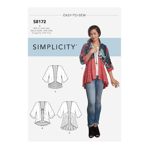 Simplicity Sewing Pattern 8172 Women&#39;s Fashion Kimonos with Length, Fabric and Trim Variations