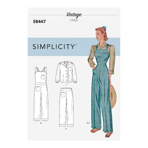 Simplicity Sewing Pattern 8447 Women&#39;s Vintage Trousers, Overalls and Blouses