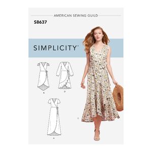 Simplicity Sewing Pattern 8637 Women&#39;s Wrap Dress U5 Sizes 16-24