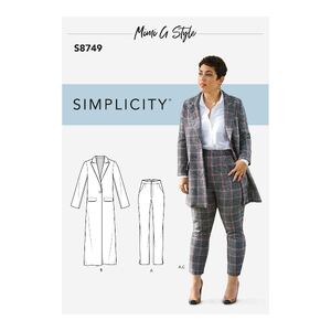 Simplicity Sewing Pattern 8749 Women&#39;s / Plus Size Mimi G Style Coat and Pant BB Sizes 20W-28W