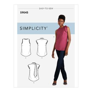 Simplicity Sewing Pattern S9045 Misses&#39; Tops With Optional Neck Ties R5 Sizes 14-22