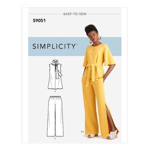 Simplicity Sewing Pattern S9051 Misses&#39; Tops, Belt or Scarf &amp; Pants H5 Sizes 6-14