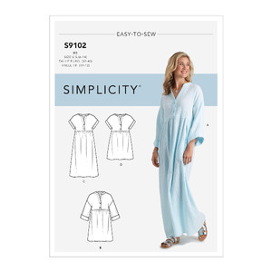 Simplicity Sewing Pattern S9102 Misses&#39; Caftan &amp; Dresses H5 Sizes 6-14