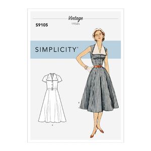 Simplicity Sewing Pattern S9105 Misses&#39; Vintage Dress With Detachable Collar