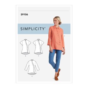 Simplicity Sewing Pattern S9106 Misses&#39; &amp; Women&#39;s Button Front Shirt AA Sizes 10-18