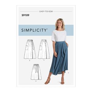 Simplicity Sewing Pattern S9109 Misses&#39; Wrap Skirts In Various Lengths With Tie Options