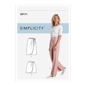 Simplicity Sewing Pattern S9111 Misses&#39; Faux Wrap Pants, Skirt &amp; Shorts