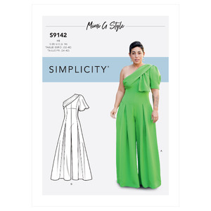 Simplicity Sewing Pattern S9142 Misses&#39; Jumpsuit With One Shoulder Drape Simplicity Sewing Pattern 9142