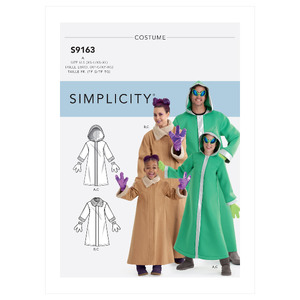 Simplicity Sewing Pattern S9163 Unisex Children&#39;s, Teens&#39; &amp; Adults&#39; Costumes Simplicity Sewing Pattern 9163