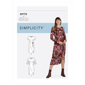 Simplicity Sewing Pattern S9173 Misses&#39; Dress With Length &amp; Sleeve Variations Simplicity Sewing Pattern 9173