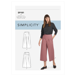 Simplicity Sewing Pattern S9181 Misses&#39; Cropped Pants &amp; Skirt Simplicity Sewing Pattern 9181