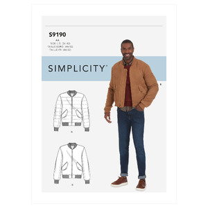 S9190 MEN'S JACKET Simplicity Sewing Pattern 9190