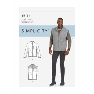 S9191 MEN&#39;S VESTS &amp; JACKET Simplicity Sewing Pattern 9191