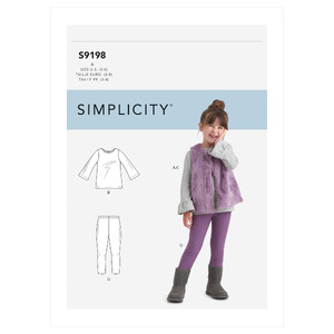 S9198 CHILD TOP, VEST, LEGGING Simplicity Sewing Pattern 9198