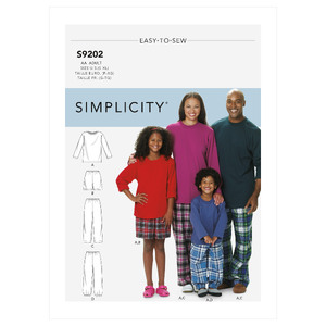 Simplicity Sewing Pattern S9202 Misses&#39;/Men&#39;s/Children&#39;s/Boys&#39;/Girls&#39; T-Shirt, Shorts and Pants Simplicity Sewing Pattern 9202