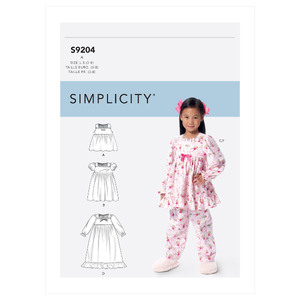 Simplicity Sewing Pattern S9204 Children&#39;s/Girls&#39; Gathered Tops, Dresses, Gown and Pants Simplicity Sewing Pattern 9204