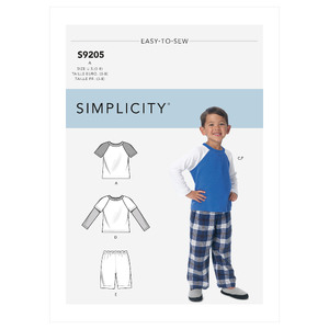 Simplicity Sewing Pattern S9205 Children&#39;s/Boys&#39; Raglan Sleeve Tops, Shorts and Pants Simplicity Sewing Pattern 9205