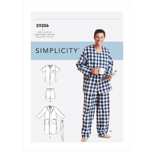 Simplicity Sewing Pattern S9206 Men&#39;s Robe, Belt, Tops, Pants and Shorts Simplicity Sewing Pattern 9206