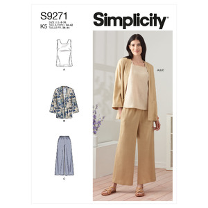 S9271 MISSES JACKET, TOP, PANT Simplicity Sewing Pattern 9271