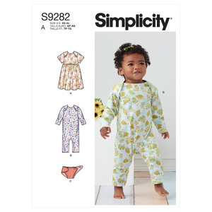 S9282 BABY DRESS, RMPR, DIAPER Simplicity Sewing Pattern 9282