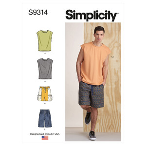 S9314 MEN&#39;S KNIT TOP &amp; SHORTS Simplicity Sewing Pattern 9314