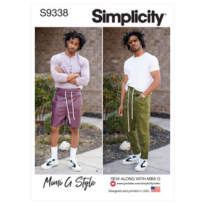 S9338 MEN&#39;S PANTS OR SHORTS Simplicity Sewing Pattern 9338