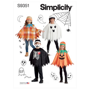 S9351 CHILD PONCHO, HAT &amp; MASK Simplicity Sewing Pattern 9351