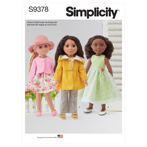 S9378 14&quot; DOLL CLOTHES Simplicity Sewing Pattern 9378