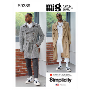 S9389 MEN&#39;S TRENCH COAT Simplicity Sewing Pattern 9389