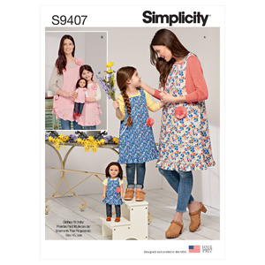 S9407 CHILD, MISS &amp; DOLL APRON Simplicity Sewing Pattern 9407