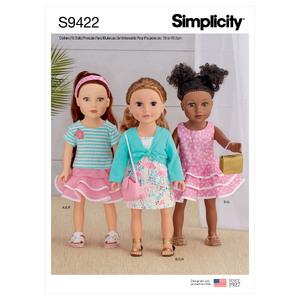 S9422 18&quot; DOLL CLOTHES Simplicity Sewing Pattern 9422