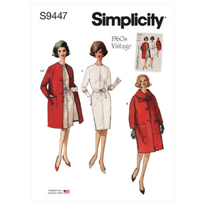 S9447 MISS DRESS, COAT &amp; SCARF Simplicity Sewing Pattern 9447