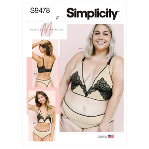 S9478 MISS/PLUS BRA &amp; PANTIES Simplicity Sewing Pattern 9478