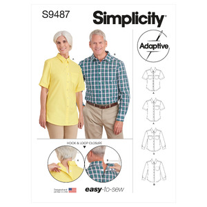 S9487 UNISEX ADAPTIVE SHIRT Simplicity Sewing Pattern 9487