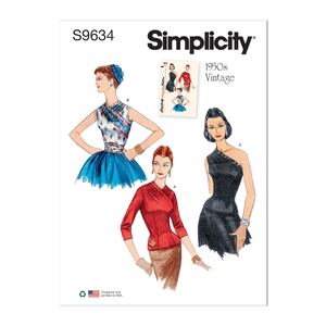 Simplicity Sewing Pattern S9634 Misses' Vintage Blouses and Cummerbund