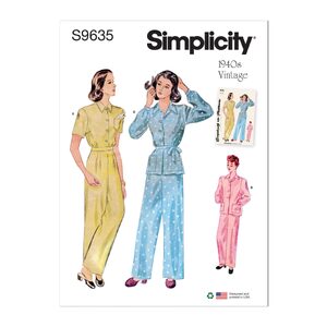 Simplicity Sewing Pattern S9635H5 Misses’ Vintage Lounge Top and Trousers sz 6-14